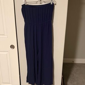 Lulu's Midnight Blue Strapless Jumpsuit